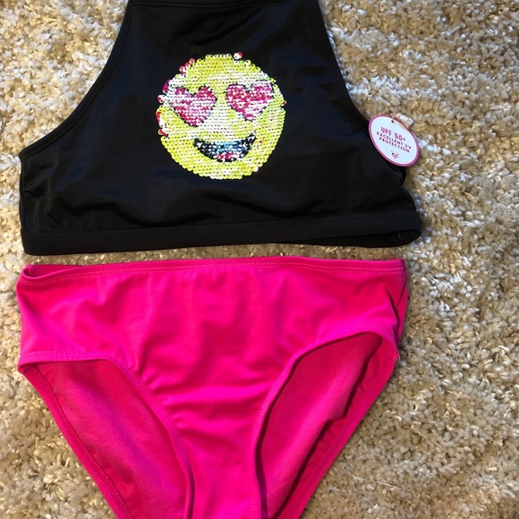 Sizes 10, 12, 14 NWT Justice Girls Pink Sequin Bikini Bathing Suit